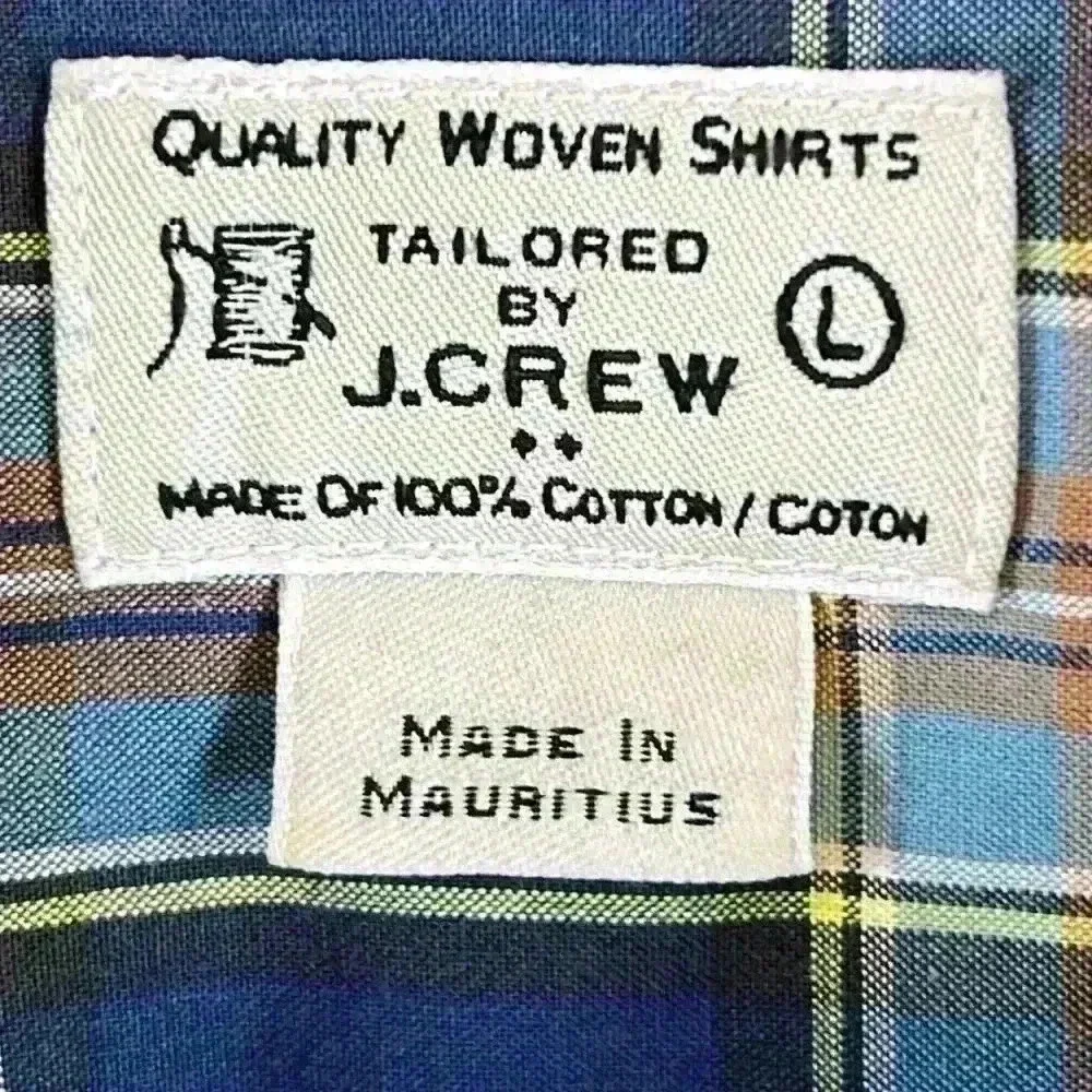J. Crew Men’s Button-Down Shirt Sz Large Blue/Tan Plaid 100% Cotton